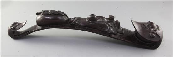 A Chinese hardwood ruyi sceptre, length 51cm